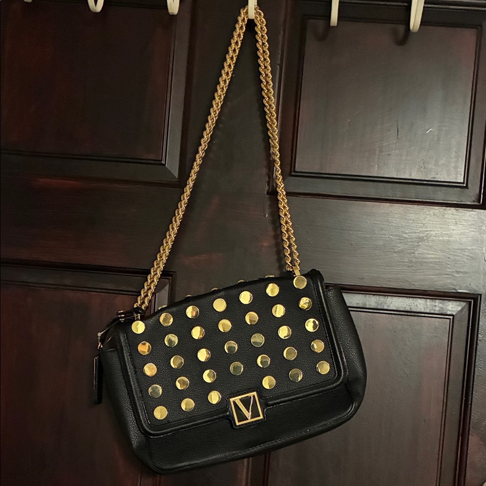 Victoria's Secret Black and Gold Chain Shoulder Bag